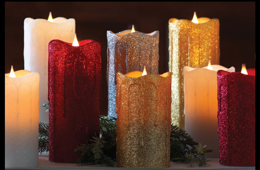 Simplux LED Gold Glittered Dripping Candle Moving Flame 3x5 Buy Now