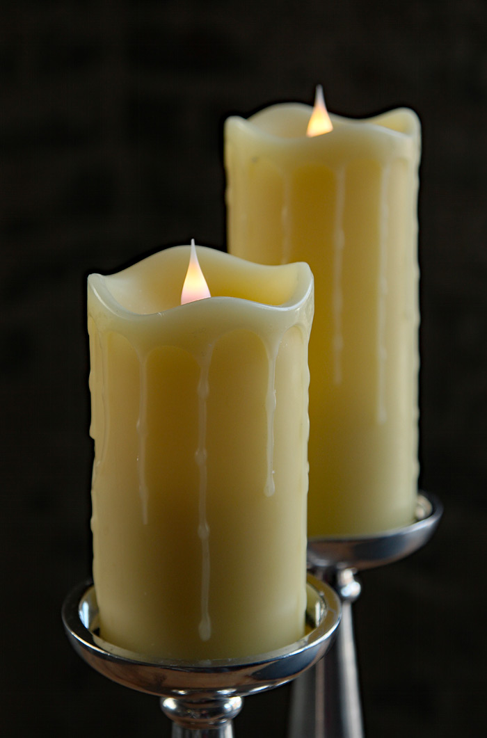 Moving Flame Simplux Ivory LED Drip Candle 5 Inch Remote Included