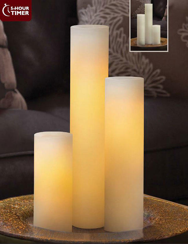 Slim Flameless Wax Pillars 4, 6 and 8 Inch with 5Hour Timer Buy Now