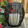 Small Open Iron Work Battery Operated Lantern -Timer