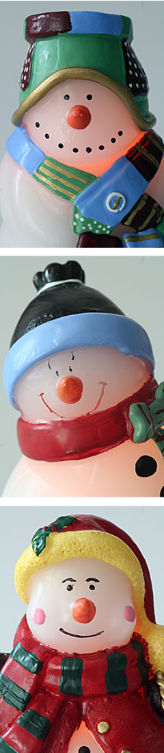 Battery Operated Wax Snow Family Candles Set Of 3 - additional view