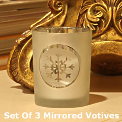 Silver and Frosted Snowflake Glass Votive (Set of 3) - additional view