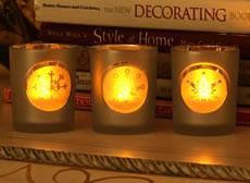 Silver and Frosted Snowflake Glass Votive (Set of 3)