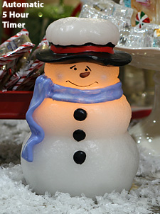 Snow Lady Candle with Blue Scarf and Timer