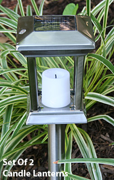 Set of 2 Solar Flickering Candle Lanterns - Square