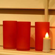 Battery Operated Red Round Votive (Set Of 3)
