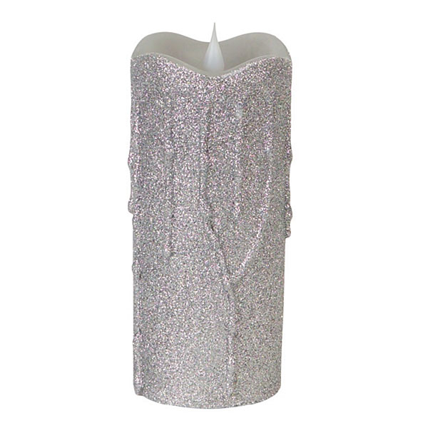 Simplux LED Silver Glittered Dripping Candle Moving Flame 3x7 Buy Now