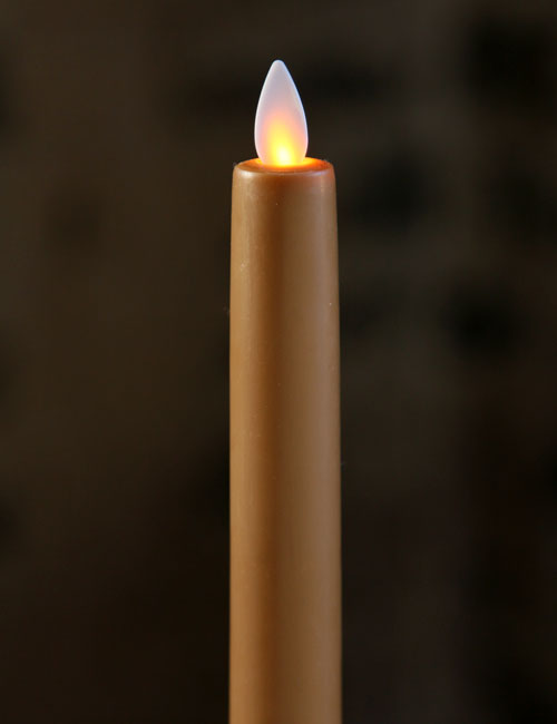 8 Inch Taupe Moving Flame Battery Operated Taper Candle Timer Buy Now