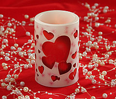 Valentine Hearts 4 Inch Pillar Battery Operated Candle - additional view