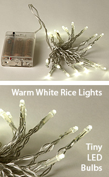 Battery LED Rice Lights 20 Warm White Bulbs Clear Wire