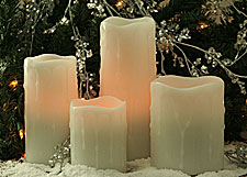 Christmas Candles Set of 4 White Unscented - Timer