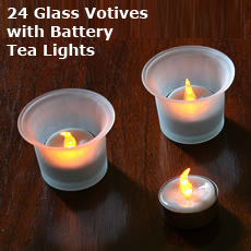 Tea Light Votive Frosted White Set of 24