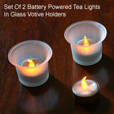 Tea Light Votive Frosted White (Set Of 2)