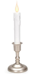 10 Inch White Gold LED Event Candle In Holder