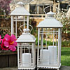 White Metal and Glass Lanterns Set of Three