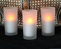 Battery Operated Frosted Round Glass Votive (Set Of 3)
