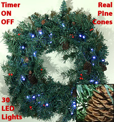 20 Inch Battery Operated LED Wreath With Timer