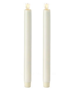 Remote Control Liown 10 Inch Ivory Moving Flame Taper Candle Set - 2