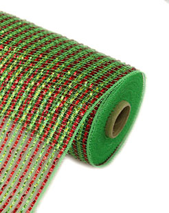 Deco Poly Mesh - Metallic Lime - Red Laser 10 Inch Roll