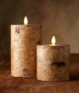Luminara Embedded With Birch 4 x 7 Inch Flameless Pillar