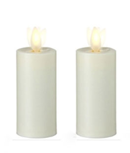 Moving Flame 3 Inch Ivory Votives Battery Operated Set of 2 - Remote Ready