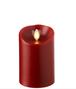 3 Inch Diameter Red Moving Flame 4 Inch Candle - Remote Ready