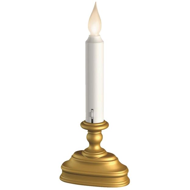 Dual Amber / Warm White LED Window Candle Brass