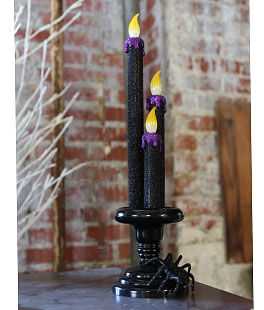 Halloween Decor Candles Light Set of 6-9 inch Black Purple White 