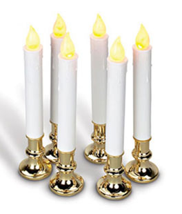 9 Inch Battery Operated Candolier Set of 6 With Gold Color Base - Timer