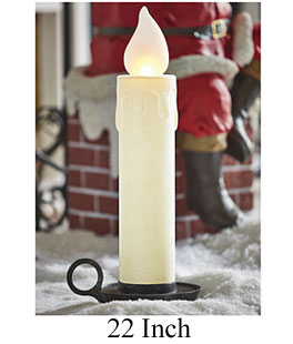 22.5 Inch Large Flickering Flame White Glitter Christmas Candle