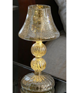 Silver Mercury Glass Tabletop Light - 11.5 Inch Battery Operated
