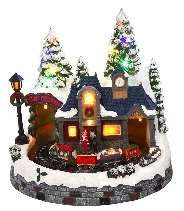 Battery Operated Lighted Musical Animated Winter Holiday Snow Village - Moving Train Battery Operated Lighted Musical Animated Winter Holiday Snow Village - Moving Train