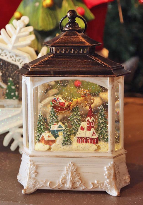 Santa Delivers Christmas Gifts Musical Water Snow Globe
