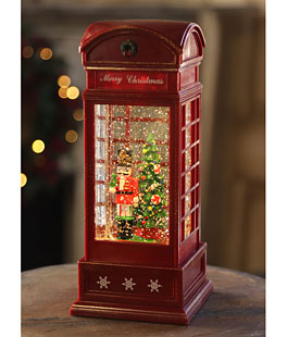 Nutcracker In English Phone Booth Lighted Water Lantern With Timer -10 Inch