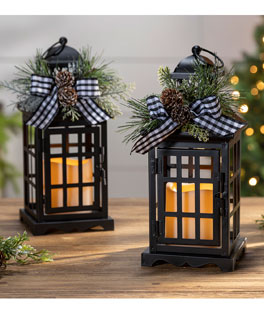 Battery Operated Brushed Finish Trio Lantern 2 Asstd.