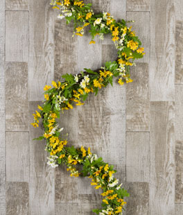 6 Foot Battery Operated Lighted Daisy Garland 30 Warm White LED - 6 Hour Timer