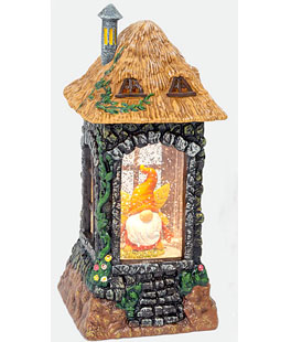Fairy Gnome Lighted Water House with Gnome Figurine Lighted Water Globe