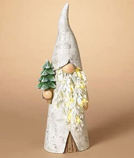 Lighted Resin Holiday Gnome Figurine - 15.7 Inch NEW 2023