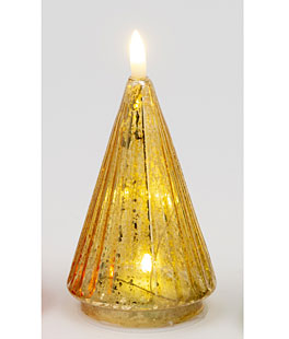 Lighted Holiday Gold Mercury Glass Tree Candle - NEW 2025