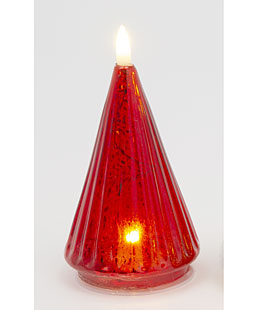 Lighted Holiday Red Mercury Glass Tree Candle - NEW 2025