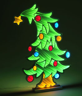 Christmas Tree Lighted Infinity Decoration on Wooden Base - 23.6" With USB Cord Included - New 2025