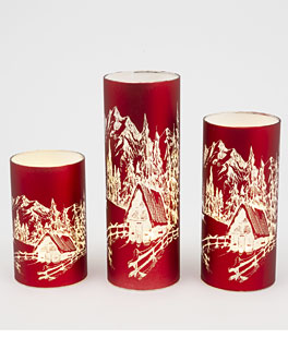 Set 3 Lighted Glass Village Scene Luminaries Battery Operated - NEW 2025
