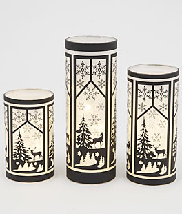 Set 3 Lighted Glass Winter Scene Luminaries Battery Operated - NEW 2025