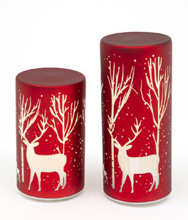 Twinkle Lighted Glass Deer Scene  Set 2 Luminaries Battery Operated - NEW 2025