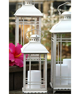 Set of 3 Antique White Candle Lanterns - 14