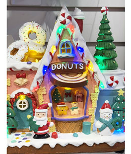 Animated Lighted Musical Gingerbread Donut House - 2807970-A  NEW 2025