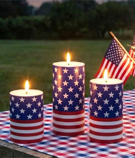 Battery Operated Lighted Americana LED Candles Set of 3 - NEW 2026
