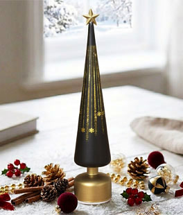 18" Twinkling Light Up Rotating Glass Tree Battery Operated With Timer - NEW 2026 