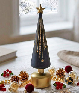 14.5" Twinkling Light Up Rotating Glass Tree Battery Operated With Timer - NEW 2026 