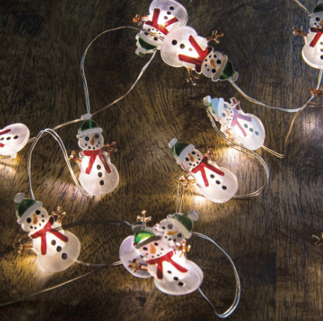 Snowman Micro LED Battery Operated String Lights - Timer - Snowman Micro LED Battery Operated String Lights - Timer